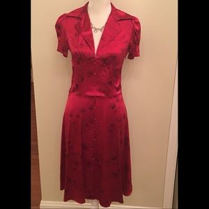 Bebe Red Silk Cocktail Dress